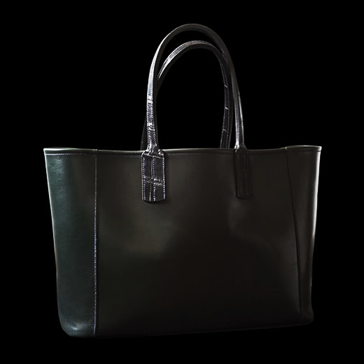 SOFT TOTE IN COWHIDE WITH ALLIGATOR HANDELS